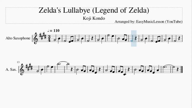 Alto Sax Sheet Music: How To Play Zelda's Lullabye (Legend Of Zelda) By Koji Kondo