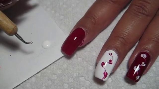 Valentine's Hearts Red & White Drag Marble | DIY Nail Art Tutorial