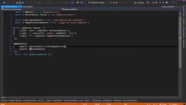 How to setup routing for root module in Angular application?