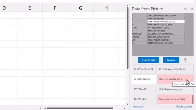 Excel - Extract Data from Picture