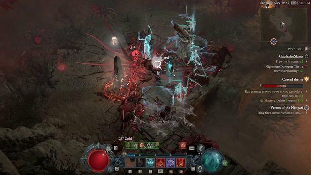 Diablo 4 - Level 57 Blood Surge Necro - Tier 1 Nightmare Dungeon Speed clear