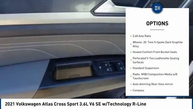 2021 Volkswagen Atlas Cross Sport 3.6L V6 SE W/Technology R-Line FOR SALE In Salinas, CA V3011