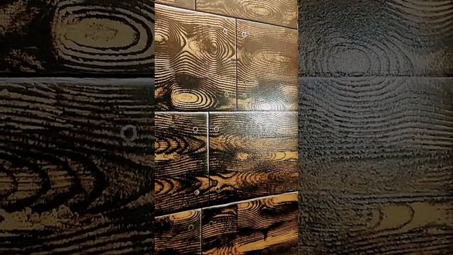 декоративная штукатурка при помощи шпателя и оттиска по дереву