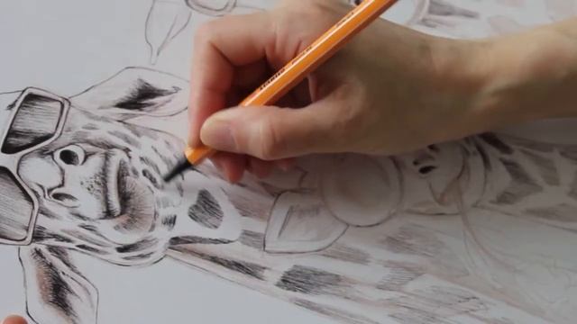 Процесс рисования. Картина "Крутые, потому что в пятнышко!"