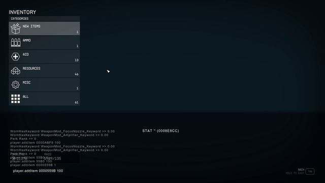 Starfield Memory Substrate Console Command Cheat Code