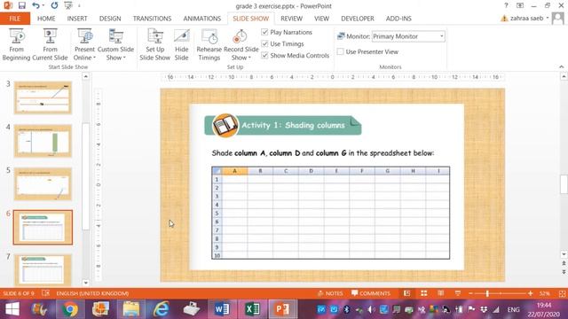 EXCEL/spreadsheet - grade 3
