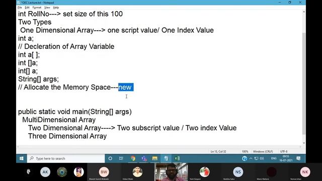 Programming in Java- Array