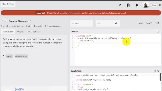 Counting Characters codewars java solution
