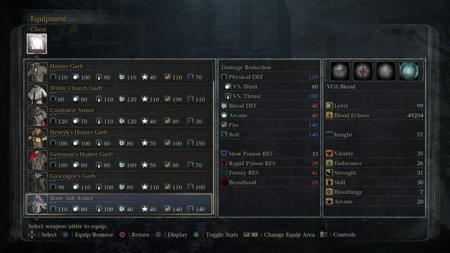 Bloodborne NG + - Hunter's Dream: Purchase Bone Ash Attire with Insight via Keeper of the Old Lords