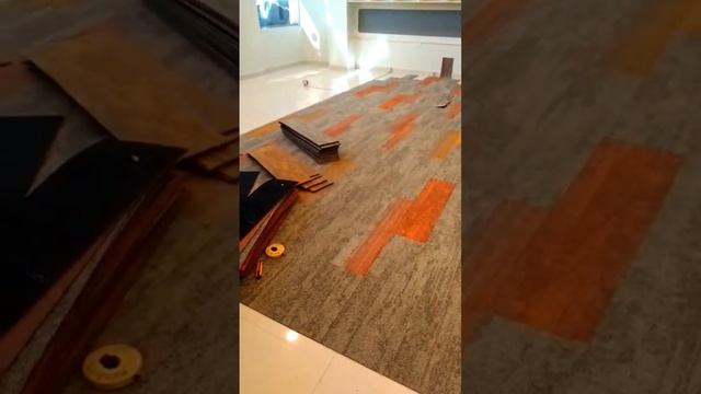 let me go down slowly. #carpetdesign #carpet orange and grey straight pattern.