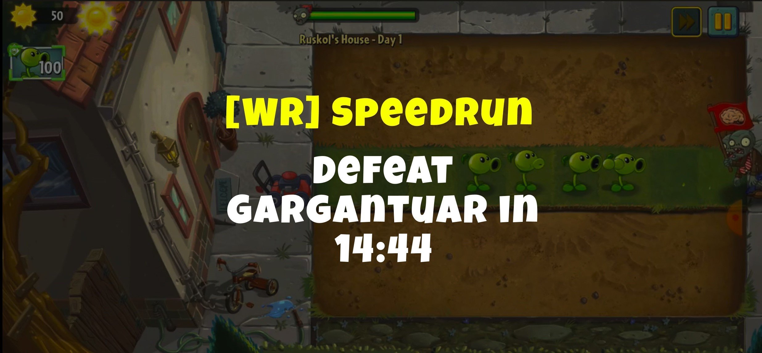 Мировой рекорд Растения против зомби 2 Defeat Gargantuar in 14:44