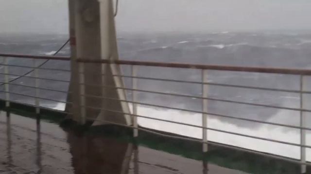Cruise ship in a storm  hurricane force winds mid Atlantic 2018 P&O Oceana