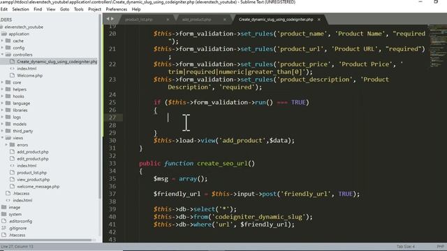 Generate Dynamic Slug Using Codeigniter