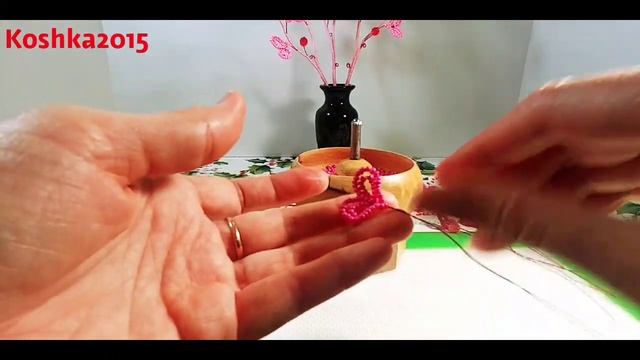 Декоративные веточки с сердечками из бисера МК от Koshka2015 - цветы из бисера,  бисероплетение