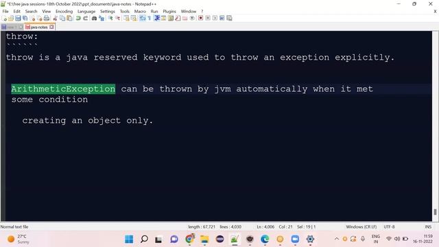 exception handling in java part 14.3 day-16
