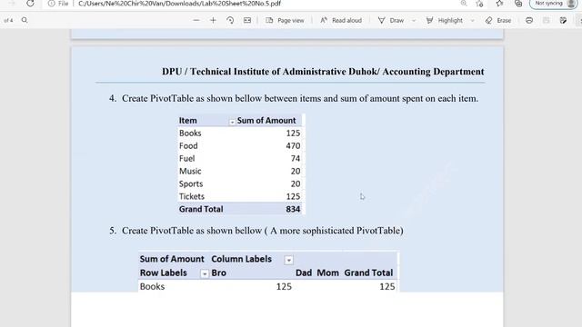 Microsoft Excel 2016 Lab Sheet No.5