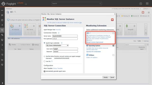 Foglight - How to add a SQL Server agent