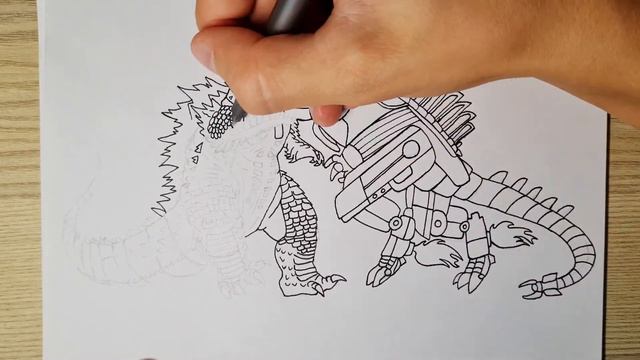 How to Draw GODZILLA VS MECHAGODZILLA Step By Step | Godzilla VS Kong Movie Drawings