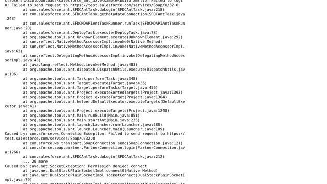 Salesforce: Ant migration tool--FAILED TO SEND REQUEST (2 Solutions!!)