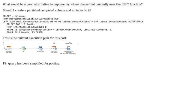 Databases: Where clause from OUTER APPLY using LEFT function