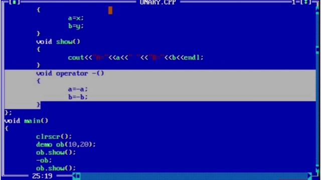 Unary operator overloading in c++ | c++ program to perform unary operator overloading