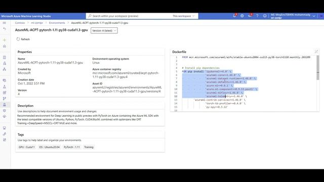 Azure Container for Pytorch in Azure Machine Learning (Optimized Deep Learning)