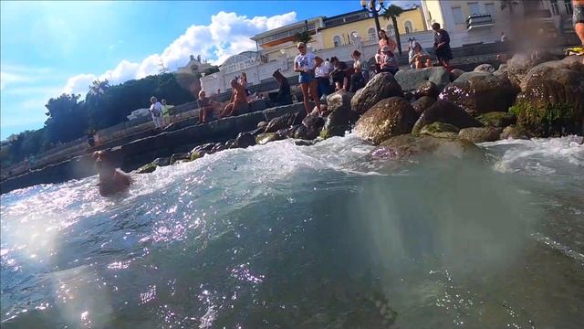 Бархатный сезон Море благодать Плавающая собака Ялта Крым