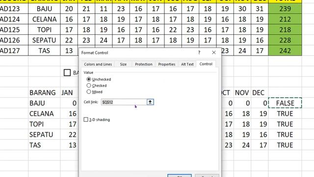 Membuat Grafik Penjualan Dinamis Dengan Ceklist di Excel
