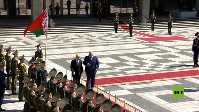 مراسم الاستقبال الرسمية للرئيس بوتين في العاصمة البيلاروسية مينسك