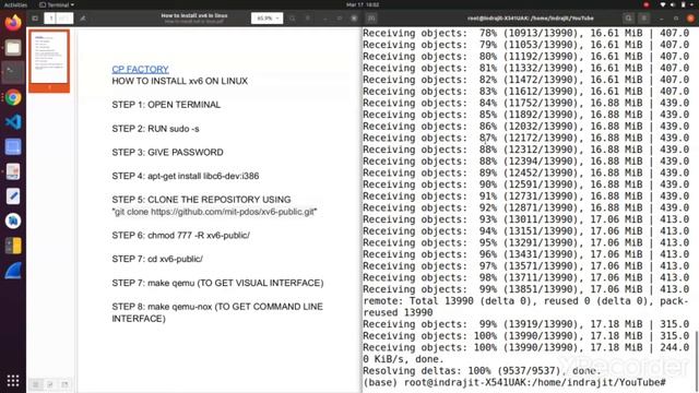 How to install xv6 in linux in 4 mins Very easy steps run xv6 operating system in qemu emulator