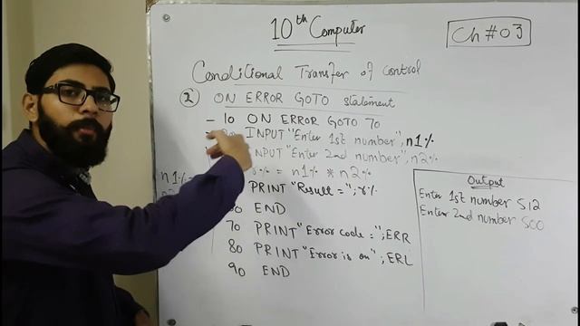 Conditional Transfer of control | ON ERROR GOTO Statement in GW BASIC | 10 class computer chapter 3