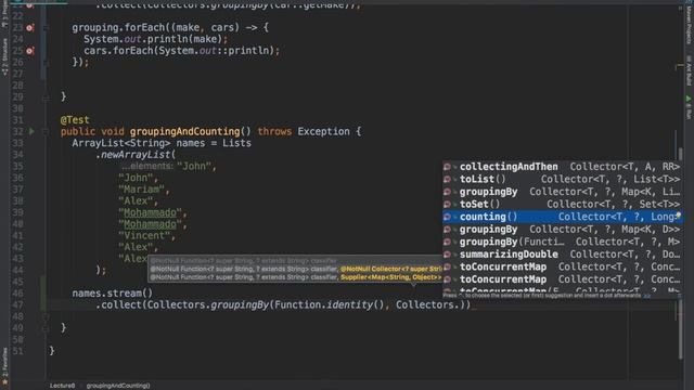 Java 9 - Grouping & Counting with Streams