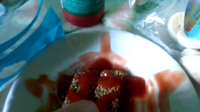 Кушая с кетчупом вафли и козинак ASMR mukbang EATing от Первого лица