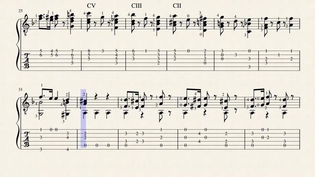 Etude n°16 op.35 - Fernando Sor (1778 - 1839) Tablature