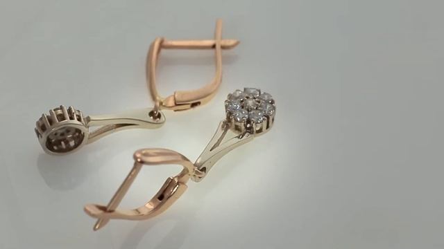 Золотые серьги с фианитами СП468