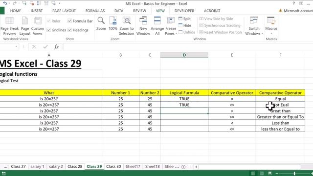 MS Excel - Logical functions / Logical Test (Class 29 - In Bangla)