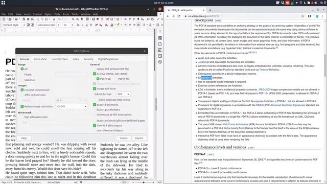 How to export to PDF/A - ISO 19005 in LibreOffice Writer and why to use this kind of PDF export