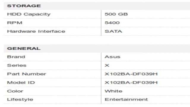 Asus X102BA-DF039H Netbook Specification [INDIA]