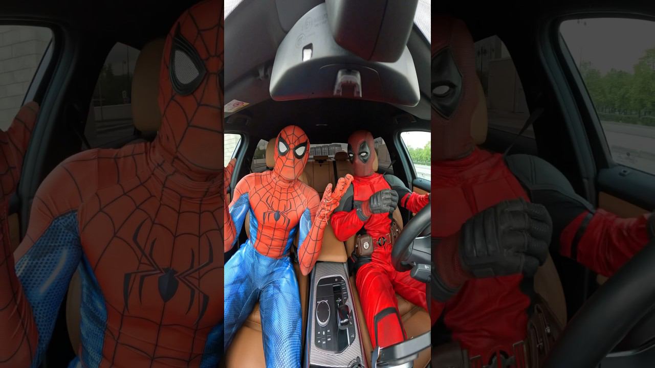 Spider-Man and Deadpool dancing in the Car @RussianDeadpool #shorts