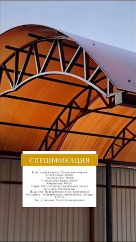 Навес из поликарбонат для одного автомобиля 6*4 арочного типа во дворе частного дома от «Спецкаркас»