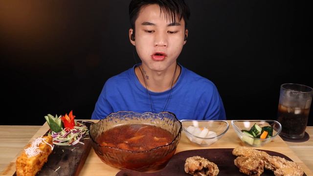 Mukbang)SUB/brian cannel/Chicken wings with noodles/ASMR eating sounds