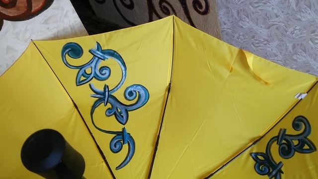 зонт жёлтый роспись акрилом
