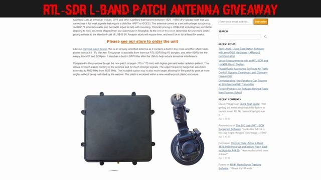 RTL-SDR L-Band Patch Antenna Giveaway