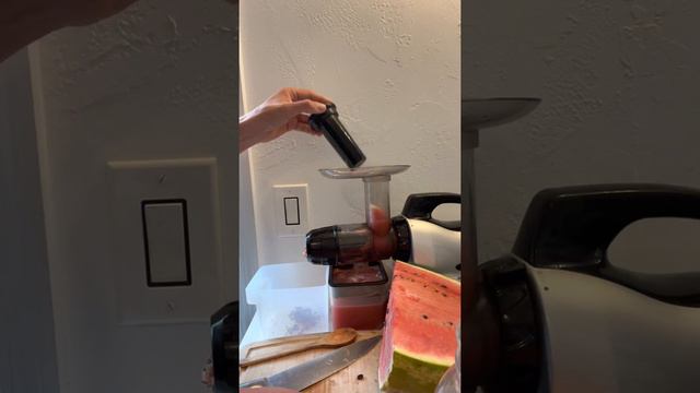 Making Fresh organic seeded watermelon juice! W/ginger, mint, & lime!