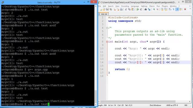 Programming example: Passing arguments to a program