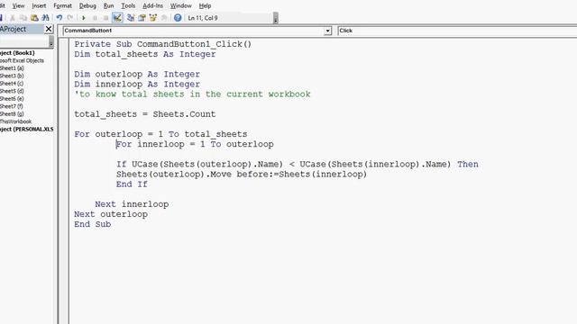 How to Sort Worksheets by using VBA Macro - Excel VBA Tutorial by Exceldestination