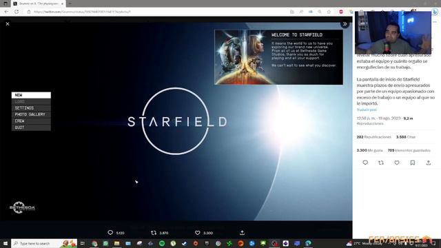 Starfield - Ahora critican su menu de inicio 🤣😂