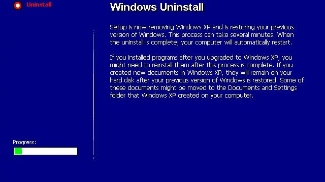 Uninstalling Windows XP and downgrading to Windows ME