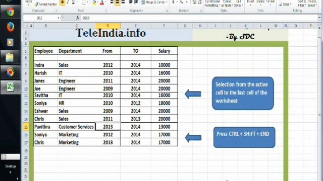 Excel Without using Mouse -Cell Selection to the last cell of Worksheet "CTRL+Shift+END"