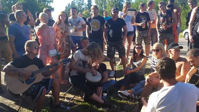 35 километр , Памятник В.Цою на месте гибели 15.08.2015 Латвия " Стук "